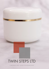 6pcs 100g White Pet Jar with Gold Strip