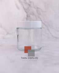 6pcs 250g Clear Tall Pet Jar with White Lids