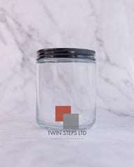 6pcs 250g Clear Tall Pet Jars with Black Lids
