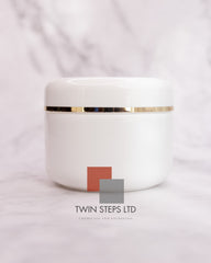 6pcs 250g white pet jar with gold strip
