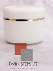 6pcs 50g White Pet Jar With Gold Strip