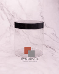6pcs 200g clear tall pet jar with black lid